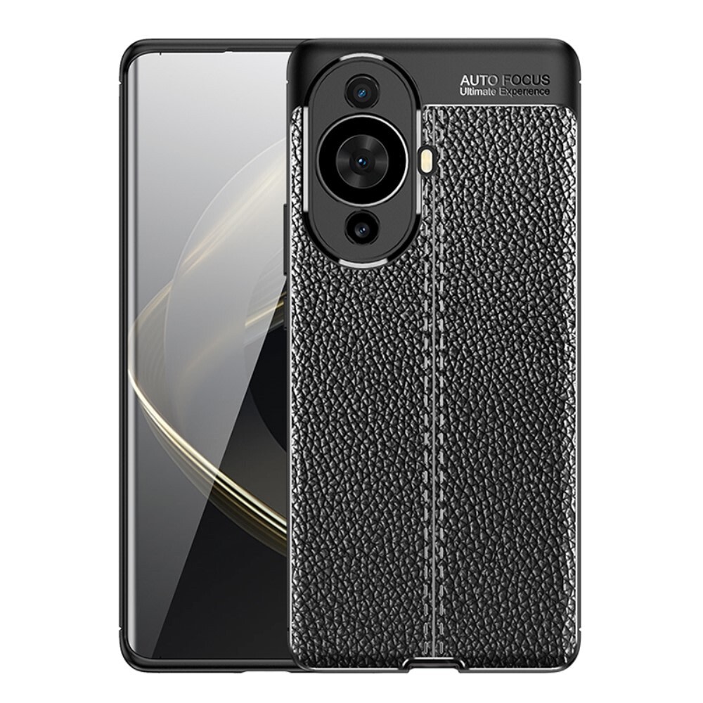 Elegáns gél tok Elite Guard bőr textúrával és extra védelemmel az oldalakon Huawei Nova 13 Pro készülékekre - obsidian black