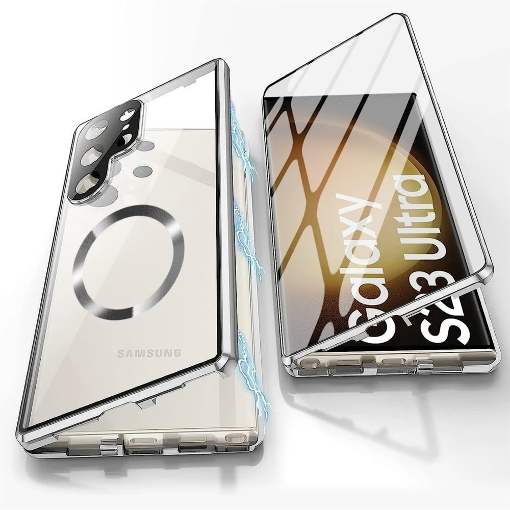 Mágneses Full-Body tok üveggel "Stronghold MagLock" Samsung Galaxy S25 Ultra készülékekhez - titanium silver