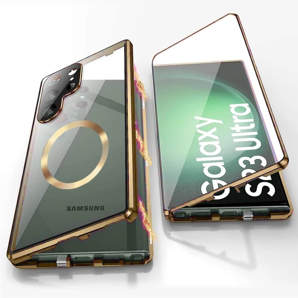Mágneses Full-Body tok üveggel "Stronghold MagLock" Samsung Galaxy S25 Ultra készülékekhez - titanium gold
