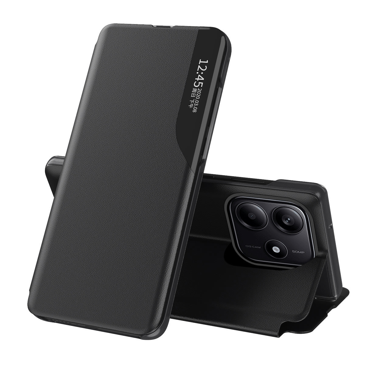 Nyitható tok "Edge View" Xiaomi Redmi Note 14 5G készülékekhez - fekete