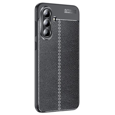 Elegáns gél tok Elite Guard bőr textúrával és extra védelemmel az oldalakon Samsung Galaxy A36 készülékekre - obsidian black