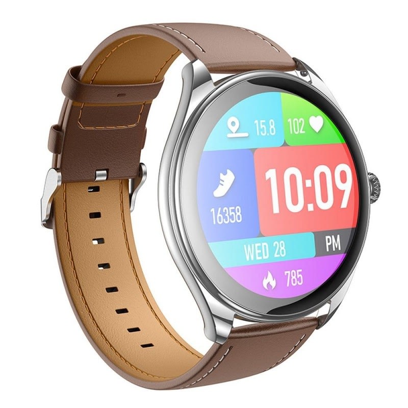 Hoco Y22 okosóra 1,43 hüvelykes kijelzővel, Bluetooth 5.3 csatlakozással és hosszú akkumulátor-élettartammal – ezüst