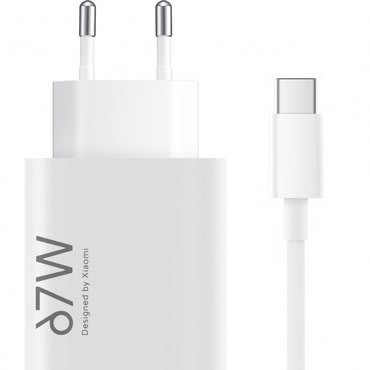Eredeti Xiaomi fali töltő 67W, 6.2A teljesítménnyel, USB-A kimenettel és USB-A – USB-C kábellel – fehér