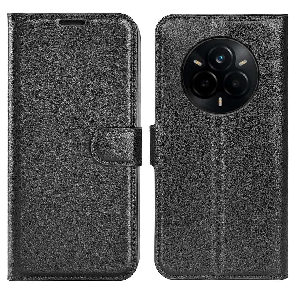 Nyitható tok "Litchi" Realme 14 Pro készülékekhez - fekete