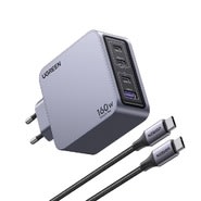 Fali töltő adapter Ugreen Nexode Pro X763 160W GaN II technológiával, 1x USB-A és 3x USB-C kimenettel + USB-C kábel - szürke Fali töltő adapter Ugreen Nexode Pro X763 160W GaN II technológiával, 1x USB-A és 3x USB-C kimenettel + USB-C kábel - szürke