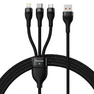 Töltőkábel Baseus ""Flash Series II" - 3in1 töltőkábel USB - USB-C, Lightning és Micro USB csatlakozóval és gyors 100W töltéssel - 1.2m - fekete