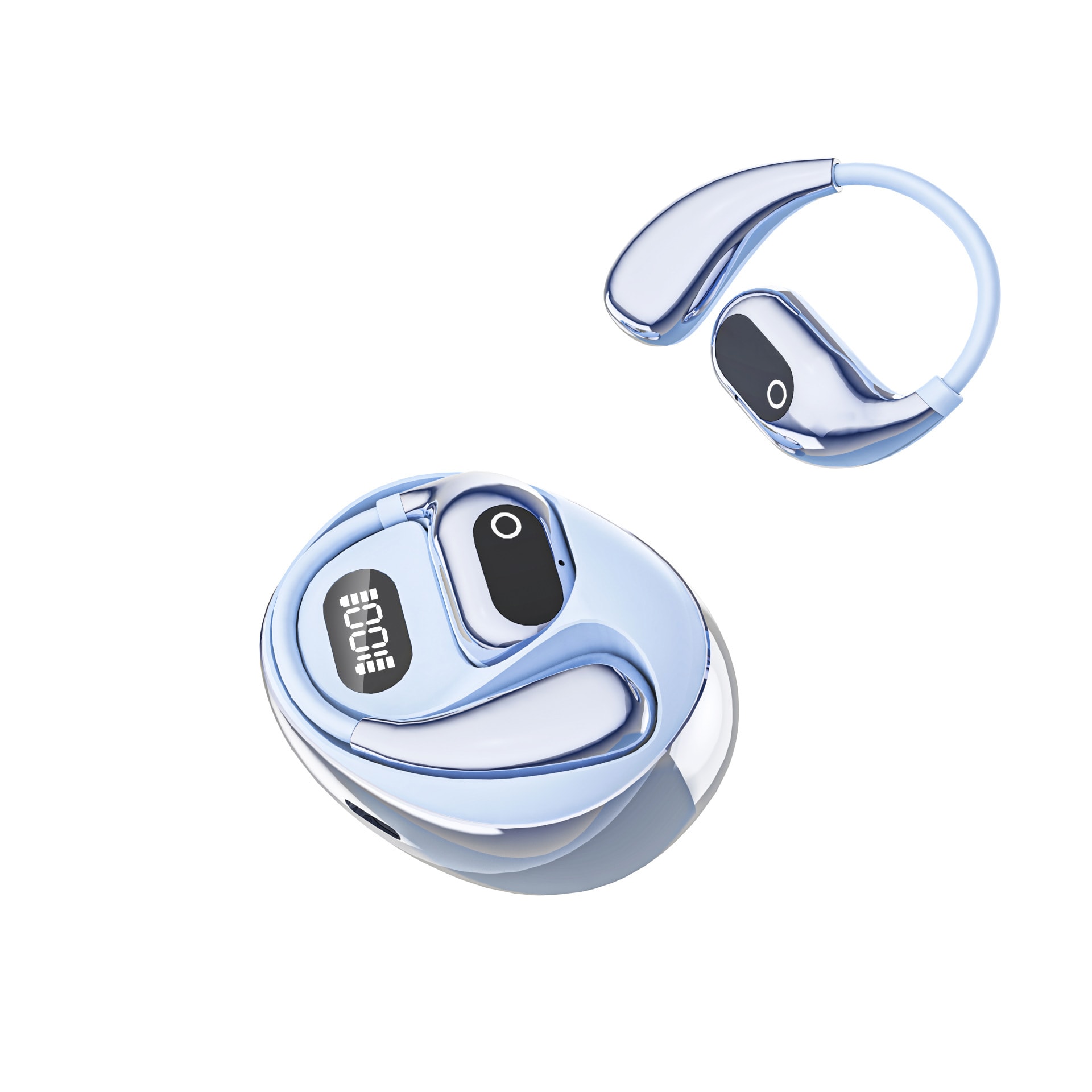 EchoSound AI fül mögötti Bluetooth 5.4 fülhallgató irányított hangátvitellel és valós idejű fordítással - lake blue