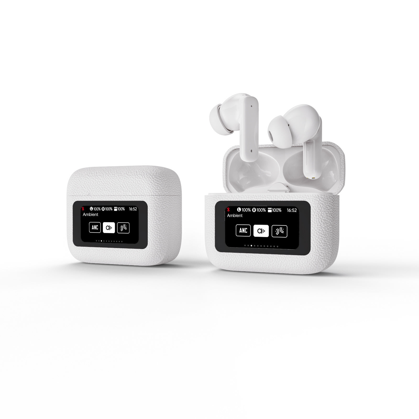 NappaX AI – Bluetooth 5.4 fülhallgató ANC-vel, HD kijelzővel, AI fordítással és 60 órás akkumulátor-üzemidővel - urban white