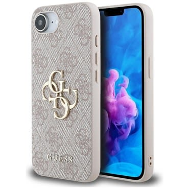Eredeti kemény TPU tok Guess "4G Big Metal Logo" iPhone 16e készülékekhez - pink