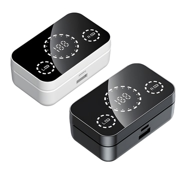 MirrorMax vezeték nélküli Bluetooth fülhallgató beépített vésztöltővel és digitális kijelzővel MirrorMax vezeték nélküli Bluetooth fülhallgató beépített vésztöltővel és digitális kijelzővel