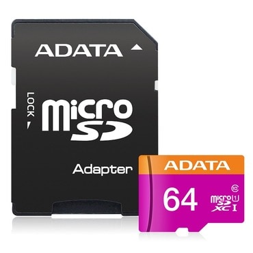 Micro SDXC memóriakártya Adata 64GB Class 10 UHS-I U1 100MB/s és adapter - lila