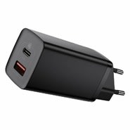 Baseus 65W fali töltőadapter GaN Lite technológia USB-C és USB-A kimenet gyorstöltéssel - fekete Baseus 65W fali töltőadapter GaN Lite technológia USB-C és USB-A kimenet gyorstöltéssel - fekete