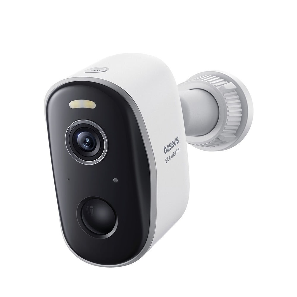 Kültéri megfigyelő kamera Baseus Outdoor Security N1 Plus - 2K felbontással, 16 GB memóriával, kétirányú beszélgetéssel, éjszakai látással, IP67 védelemmel és 10 500 mAh akkumulátorral - moon white