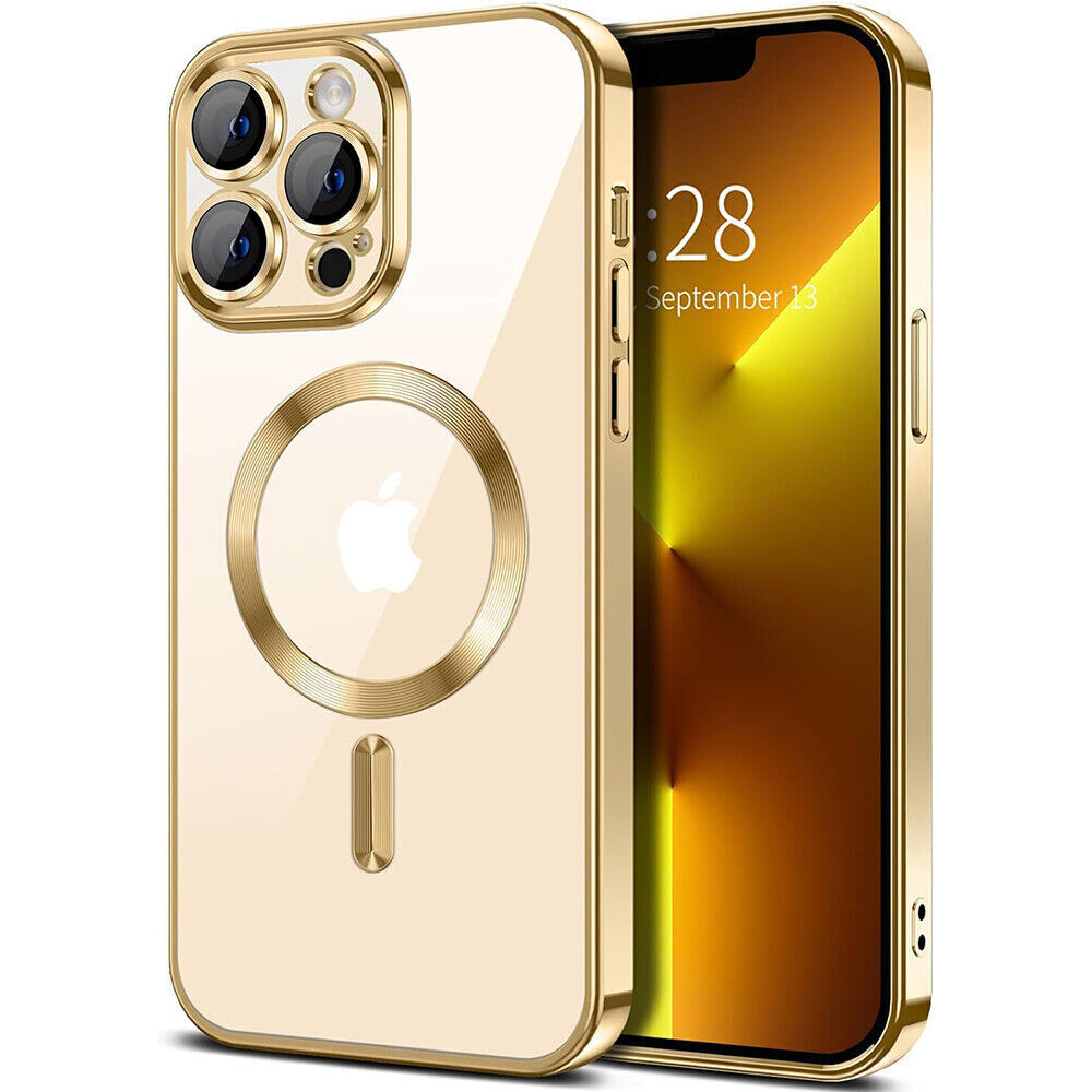 Hibrid tok MagShield hátsó kamera védelemmel és 2 MagSafe mágnessel iPhone 16e készülékekhez - metallic gold