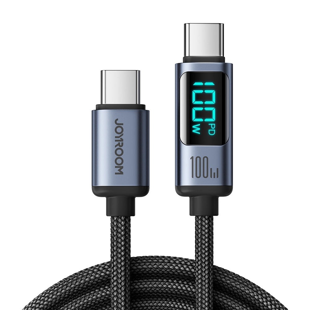 USB-C - USB-C kábel Joyroom Prism A16 LED-jelzővel és 100W gyorstöltéssel - 1.2 m - gunmetal