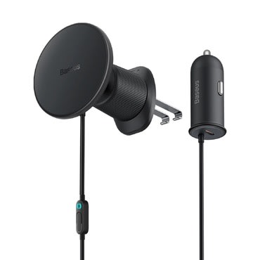 Vezeték nélküli autós töltő Baseus CW01 z 15W MagSafe tartóval és 25W USB-C kimenettel - fekete