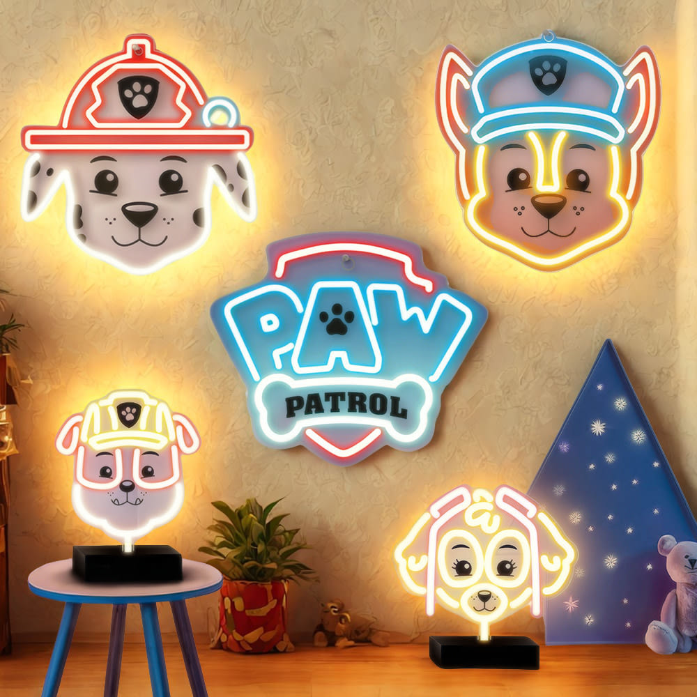 Mancs Őrjárat – Paw Patrol™ dekoratív LED neon lámpa – fali és álló kiveitelben