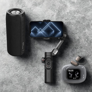 Premium Tech Pack – OpenEar fülhallgató kijelzővel, profi gimbal a stabil felvételekhez és Bluetooth hangszóró az aktív mindennapokra