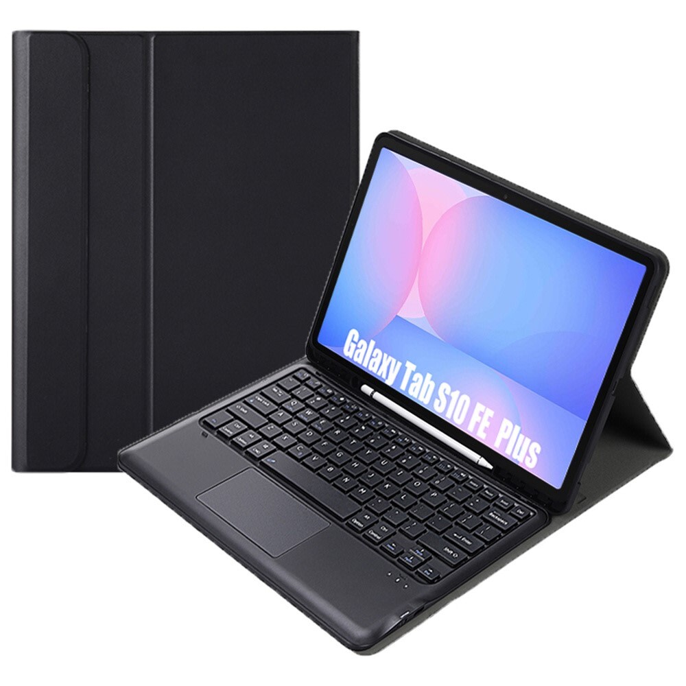 Irodai nyitható tok Bluetooth billentyűzettel Samsung Galaxy Tab S10 FE Plus készülékekhez - fekete