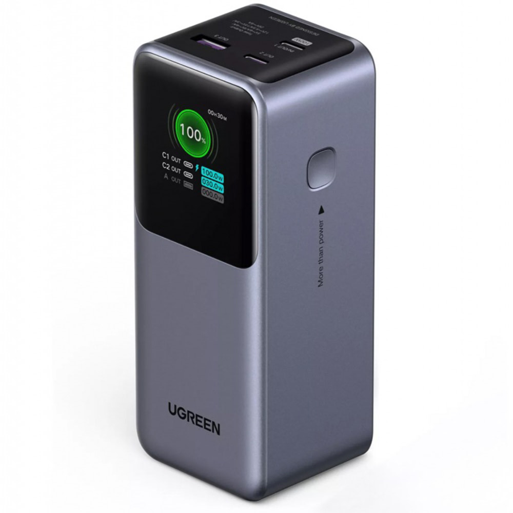 Ugreen PB721 power bank – 130W QC + PD támogatással, két USB-C és egy USB-A kimenettel – 20 000 mAh – szürke