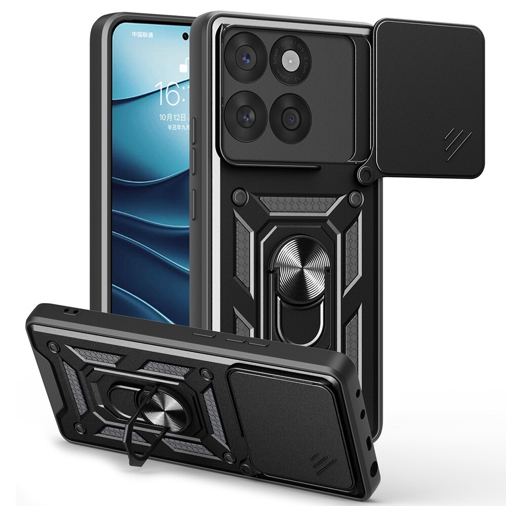 Strapabíró tok "MaX-Armor" gyűrűvel, fém lappal és hátsó kamera védelemmel Motorola Edge 60 / Edge 60 Fusion készülékekhez - army black