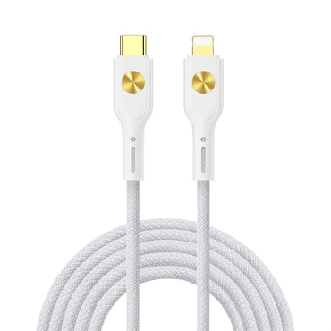 WIWU "C035" USB-C – Lightning fonott kábel – 30W PD töltés és adatátvitel – 1,2 m – fehér WIWU "C035" USB-C – Lightning fonott kábel – 30W PD töltés és adatátvitel – 1,2 m – fehér
