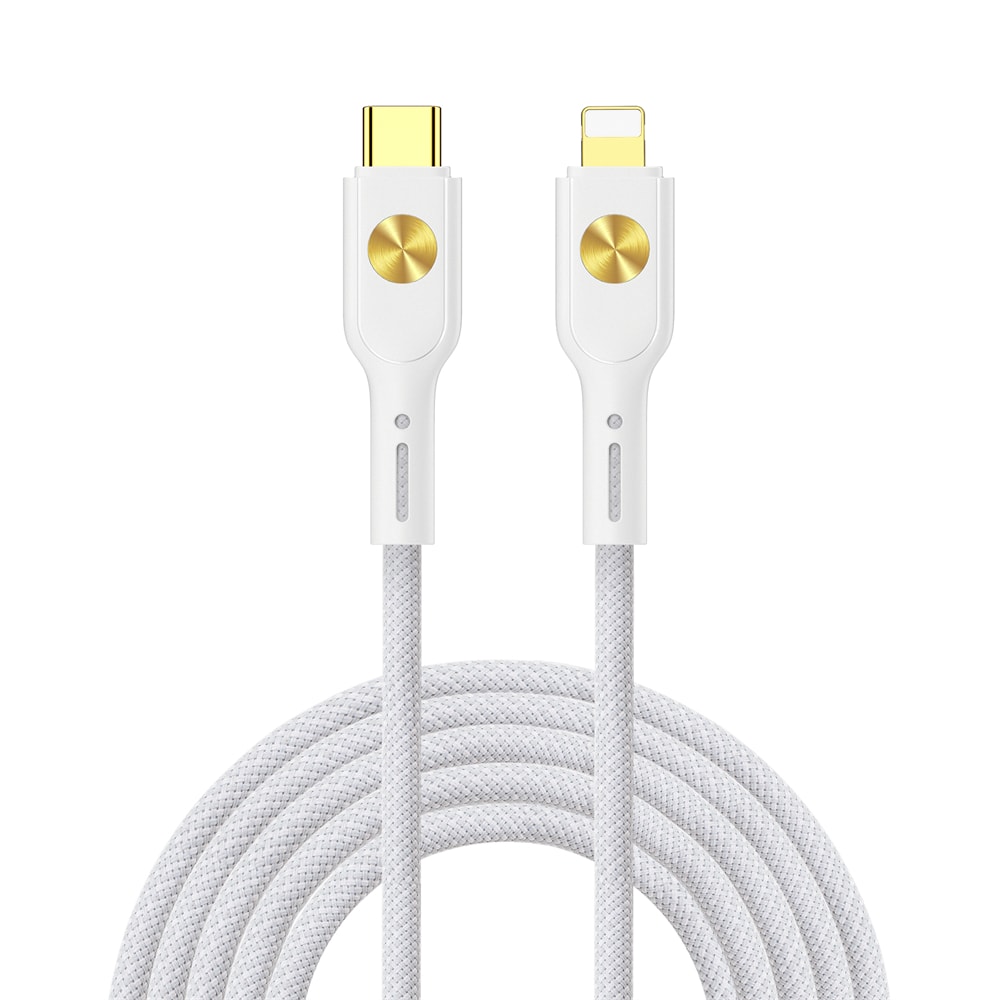 WIWU "C035" USB-C – Lightning fonott kábel – 30W PD töltés és adatátvitel – 1,2 m – fehér