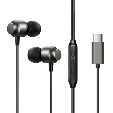 Joyroom JR-EC06 fülhallgató – USB-C csatlakozóval, Hi-Fi hangzással és fémházas kivitelben – 1,2 m – szürke
