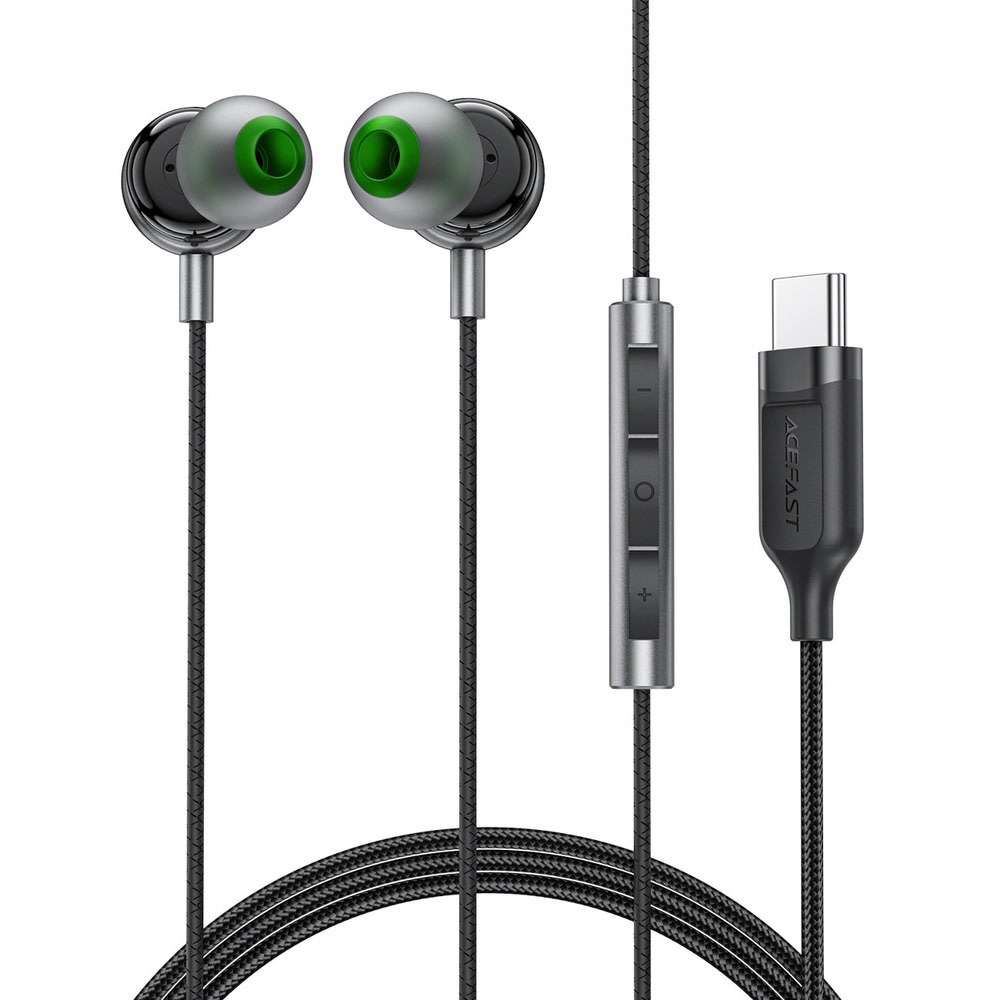 Acefast L5 fülhallgató – USB-C csatlakozóval, mikrofonnal és kábeles vezérléssel – 1,2 m – fekete