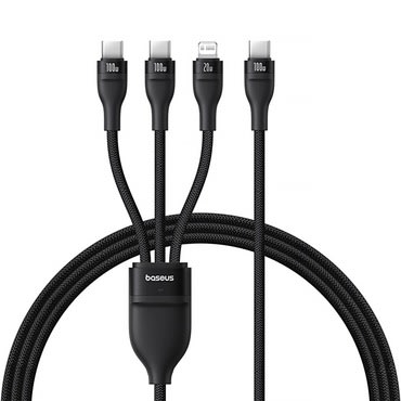 Baseus Flash Series 3 az 1-ben töltőkábel – 2× USB-C + Lightning csatlakozóval és LED kijelzővel – 100W – 1,5 m – fekete Baseus Flash Series 3 az 1-ben töltőkábel – 2× USB-C + Lightning csatlakozóval és LED kijelzővel – 100W – 1,5 m – fekete