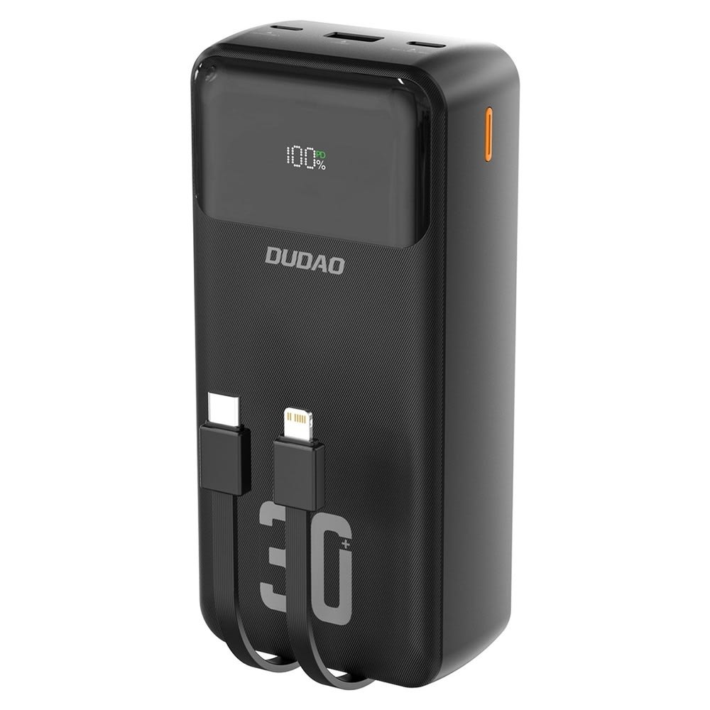 Dudao K15MAX 30 000 mAh power bank – beépített kábelekkel és gyorstöltéssel (PD) – fekete