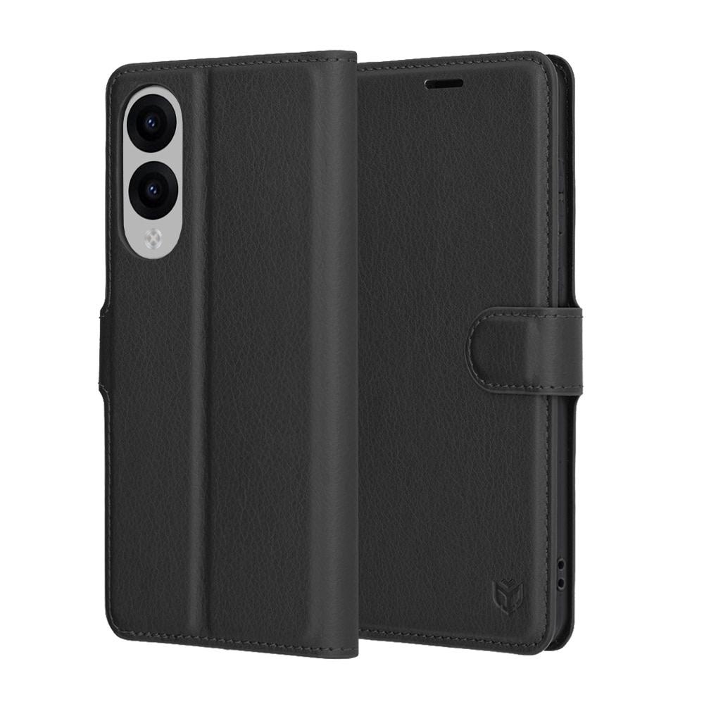 Nyitható tok Techsuit "Leather Folio" Samsung Galaxy S25 Edge készülékekhez - fekete