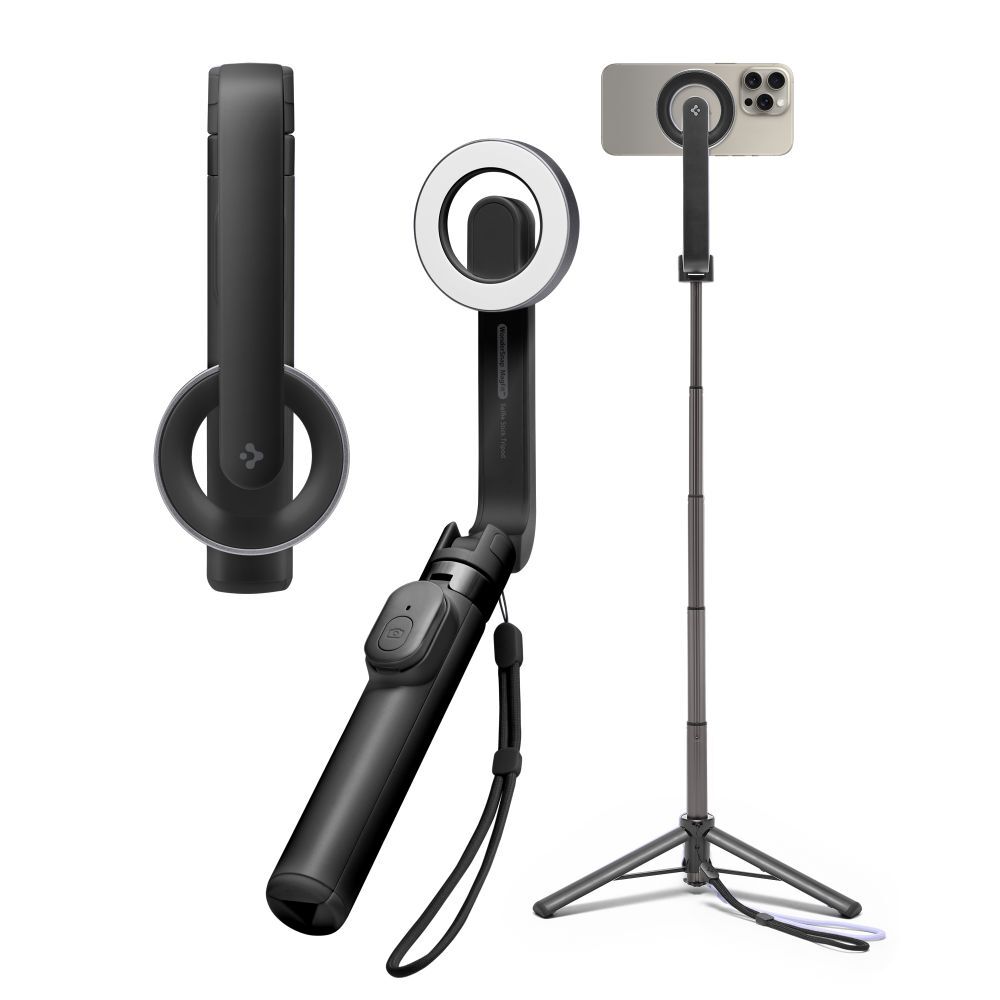 Spigen "LS571W" prémium tripod és szelfibot – minden MagSafe-kompatibilis eszközhöz – fekete