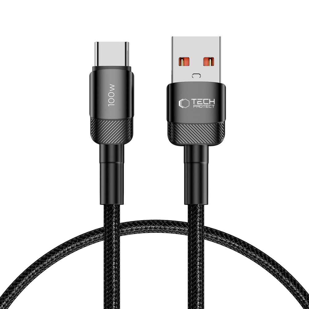Tech-Protect "UltraBoost EVO" USB-A – USB-C kábel – 100W PD töltés, 5A, 480 Mbps adatátvitel – 0,25 m – fekete