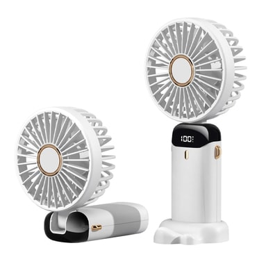 Techsuit "Handheld LED" prémium hordozható ventilátor – összecsukható, LED kijelzővel és öt sebességfokozattal – fehér Techsuit "Handheld LED" prémium hordozható ventilátor – összecsukható, LED kijelzővel és öt sebességfokozattal – fehér