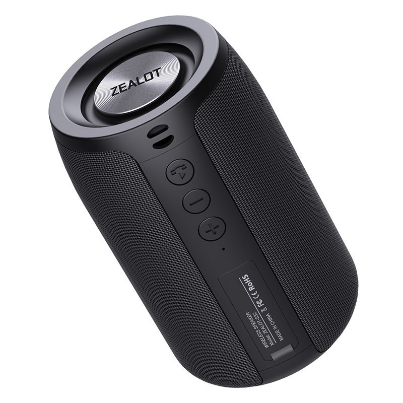 Bluetooth hangszóró Zealot Vibe Lite 8W - hordozható hangszóró erőteljes basszussal és USB / microSD / AUX lejátszással - onyx black