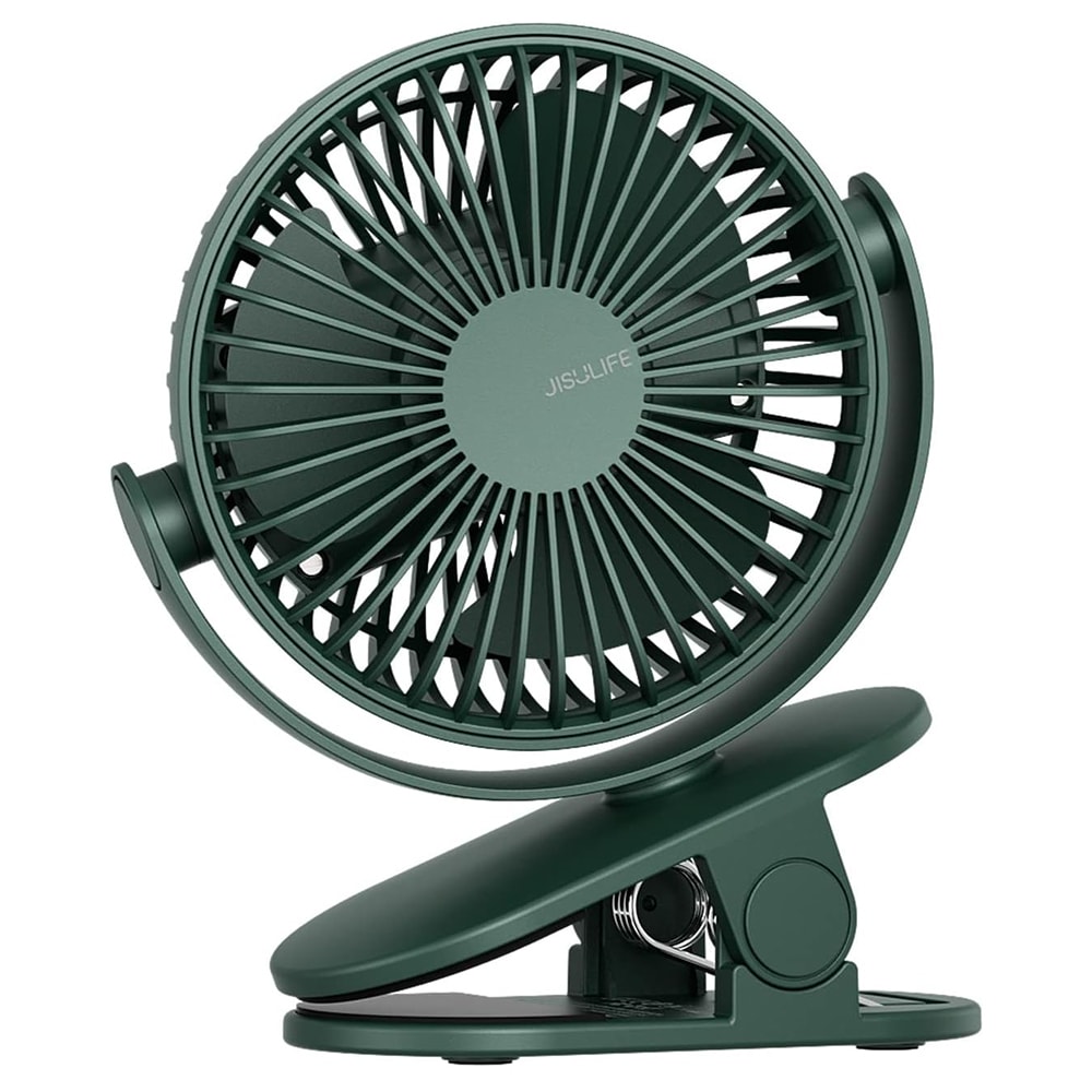 Prémium hordozható mini ventilátor JisuLife "ClipOn" kapoccsal, állvánnyal és 360 fokos beállíthatósággal - green