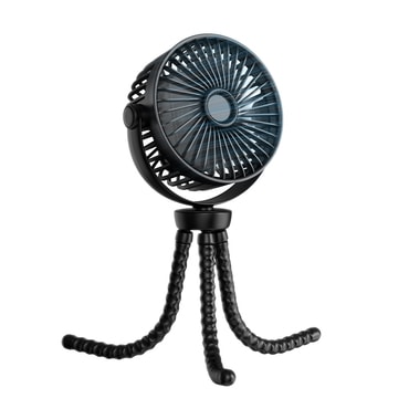 Prémium hordozható ventilátor Techsuit „Baby Stroller2” hajlítható háromlábú állvánnyal, négy sebességgel és csendes működéssel – fekete