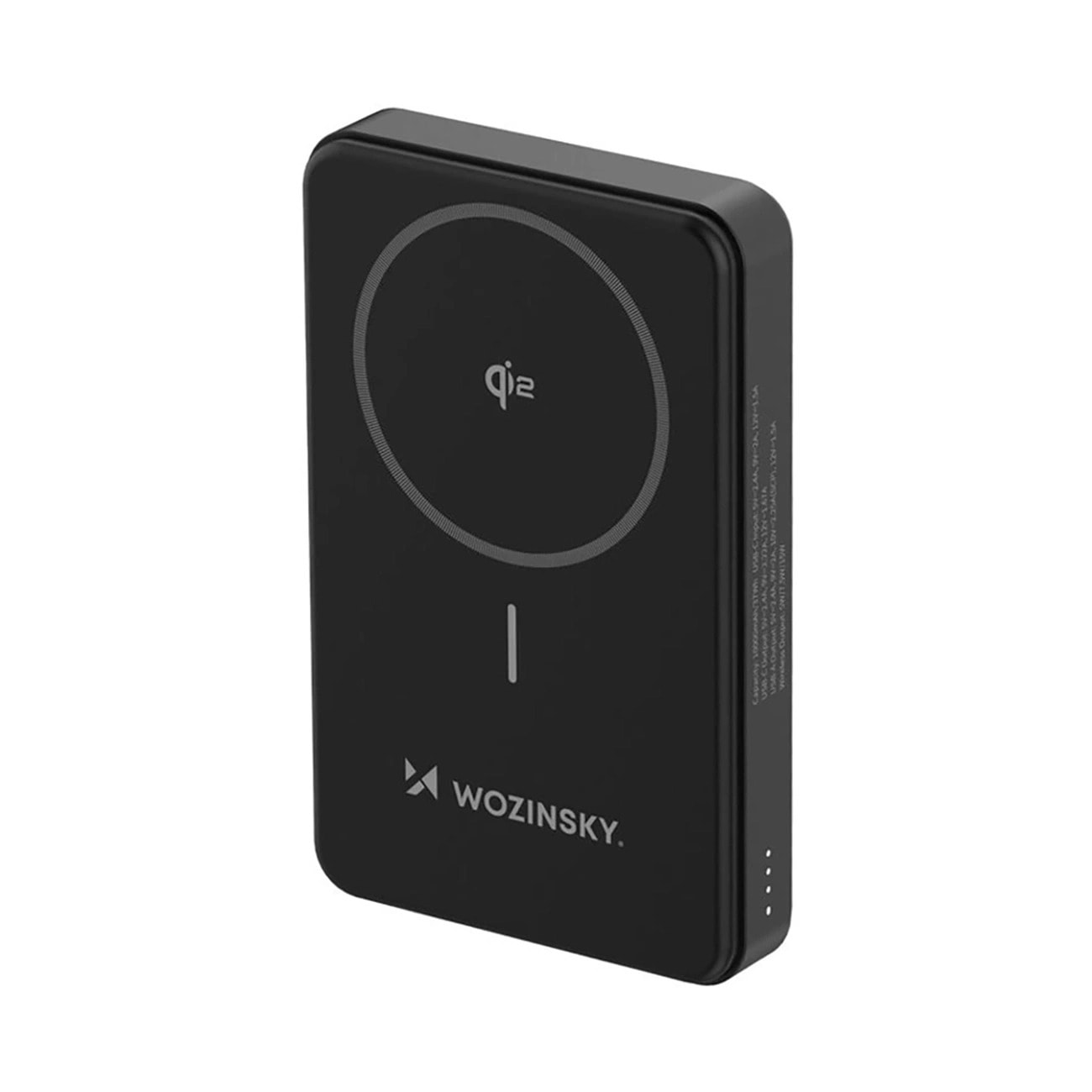 Power bank Wozinsky "WLWP" beépített állvánnyal, 10000 mAh Qi2 MagSafe 22,5W, egy USB-C és egy USB-A kimenettel – fekete