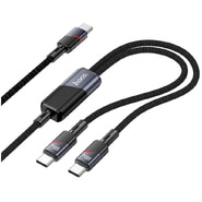 2 az 1-ben fonott USB-C → 2x USB-C kábel Hoco "U139" 100W 5A – 1,2m – fekete