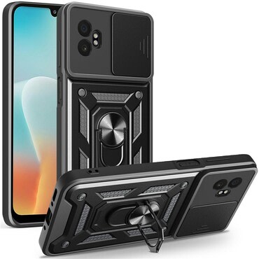 Strapabíró tok "MaX-Armor" gyűrűvel, fém lappal és hátsó kamera védelemmel Galaxy Xcover 7 Pro készülékekhez - army black