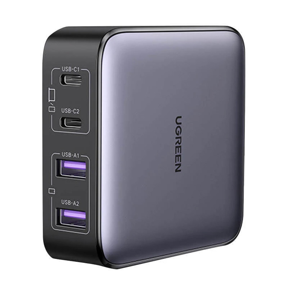 Fali töltőadapter Ugreen "CD327 Nexode" 65W két USB-A és két USB-C kimenettel – fekete