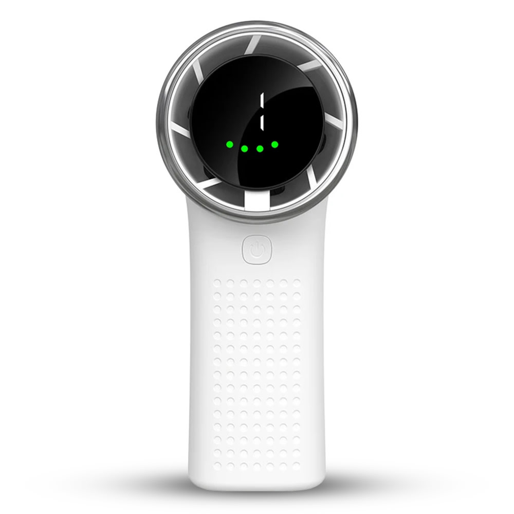 Prémium Techsuit "Mini Hand Fan" hordozható ventilátor LED-kijelzővel és öt sebességfokozattal – white