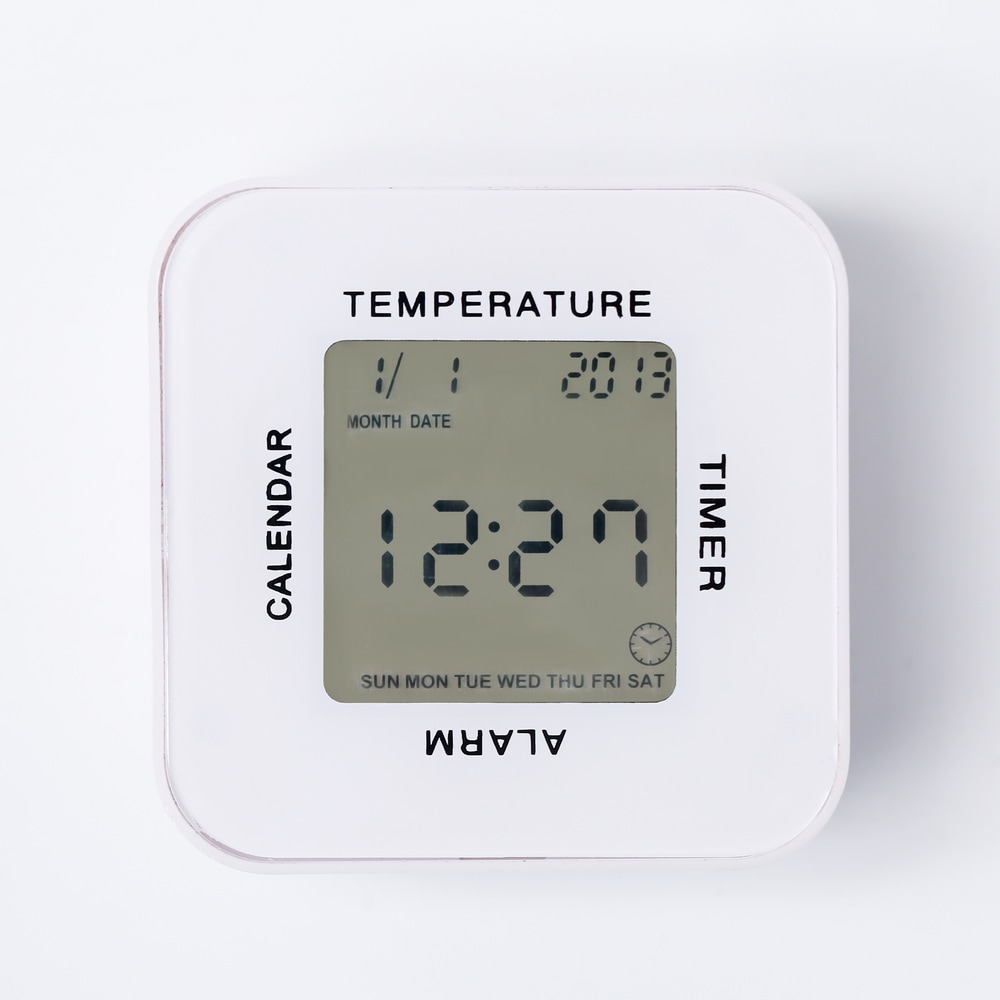 Digitális óra és ébresztőóra Setty "Rotating Clock" színes kijelzővilágítással és hőmérővel – fehér