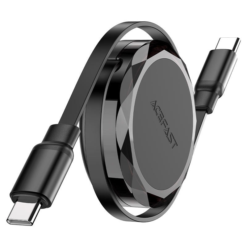 Visszahúzható USB-C kábel Acefast C13-03, 60W töltéssel - 0.8m - fekete