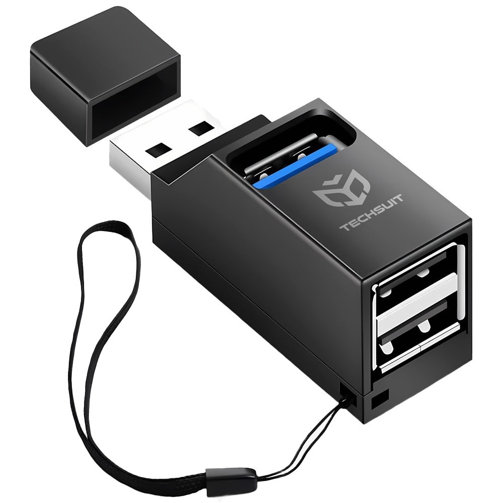 USB bővítőállomás Techsuit "Echolink H11" 1× USB 3.0 és 2× USB 2.0 porttal – fekete