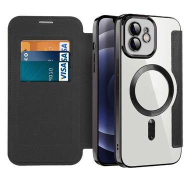 Nyitható tok "SmartMag Book" MagSafe technológiával és RFID pénztárcával iPhone 12 készülékekhez - black