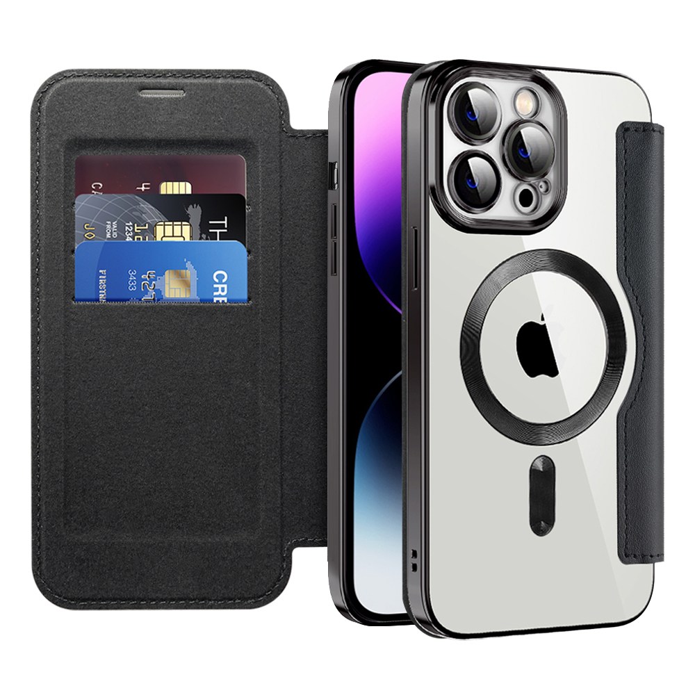 Nyitható tok "SmartMag Book" MagSafe technológiával és RFID pénztárcával iPhone 14 Pro Max készülékekhez - black