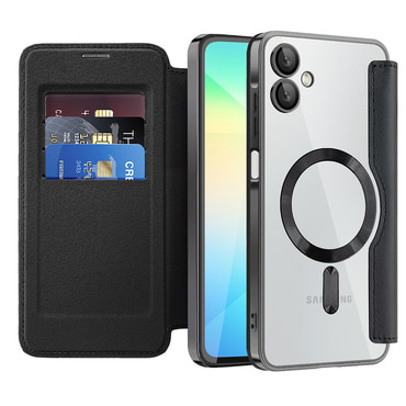 Nyitható tok "SmartMag Book" MagSafe technológiával és RFID pénztárcával Samsung Galaxy A06 készülékekhez - black