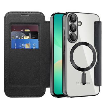 Nyitható tok "SmartMag Book" MagSafe technológiával és RFID pénztárcával Samsung Galaxy A26 készülékekhez - black
